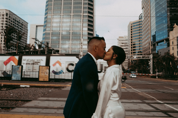 Berlynn Photography, unique san diego engagement locations, the guild hotel engagement photography, waterfront park engagement photography, downtown san diego engagement shoot, san diego moody wedding photographer, engagement GIF