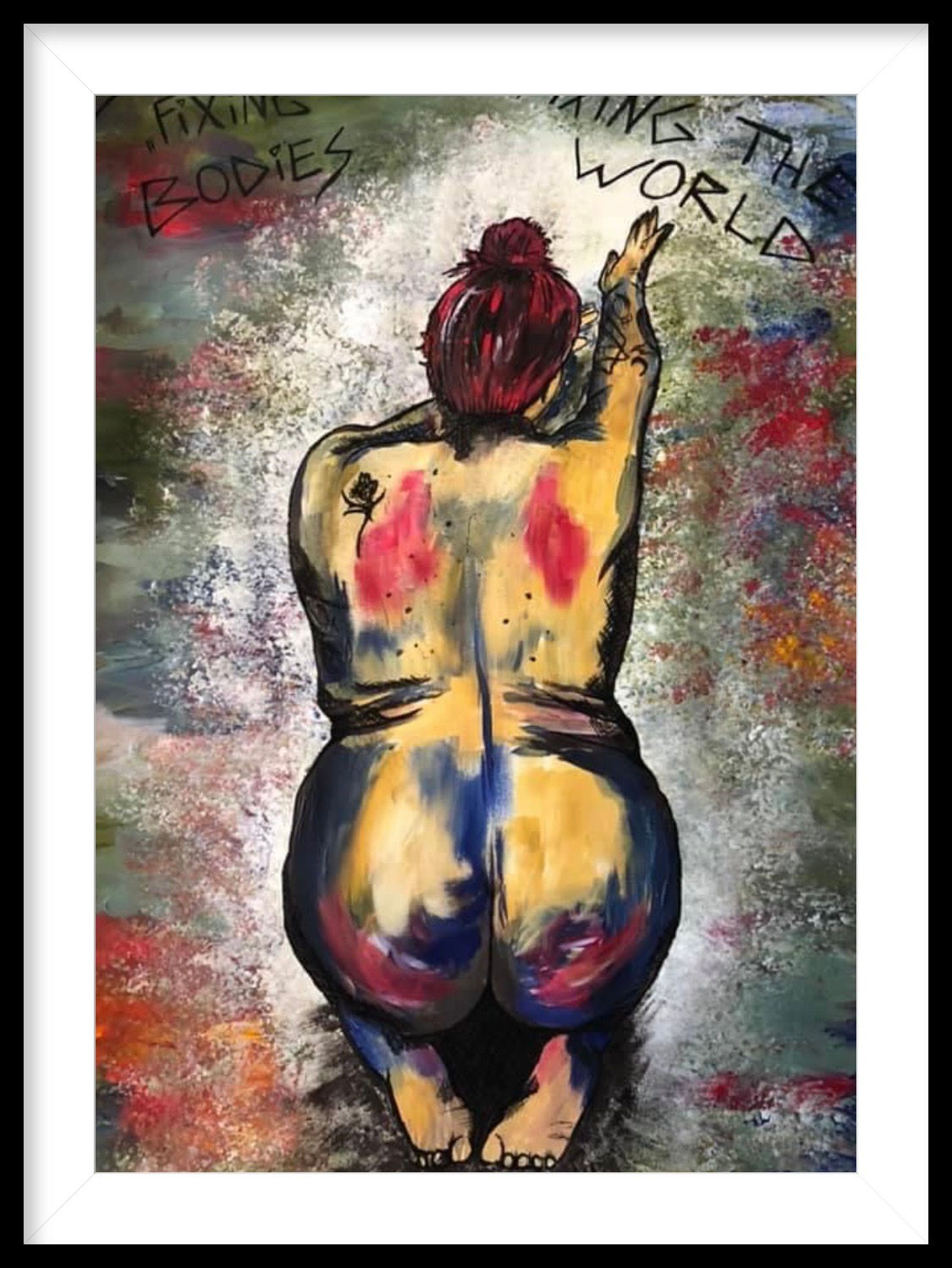 Stop bodyshaming, 50x70 Acryl auf hochwertigem Papier inkl. Rahmen