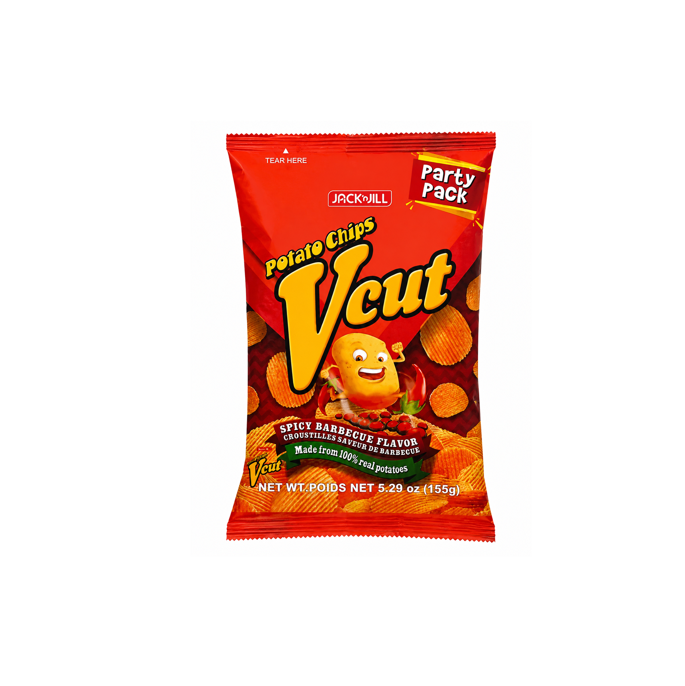 Jack 'n Jill V-cut Potato Chips Spicy BBQ Party Pack - 155g