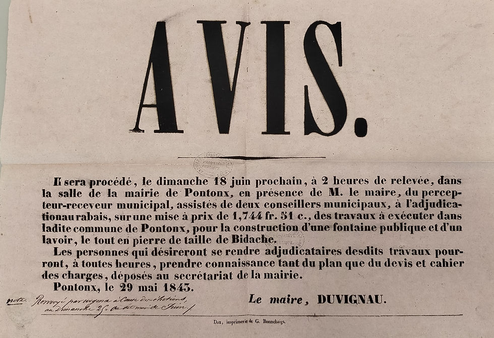 Fontaine publique - Pontonx/Adour (1843)