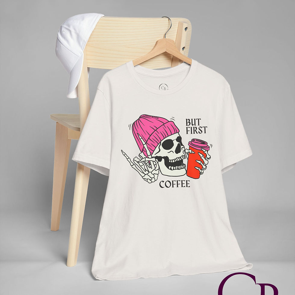 Thumbnail: But First Coffee Skeleton Short Sleeve Crewneck Tee