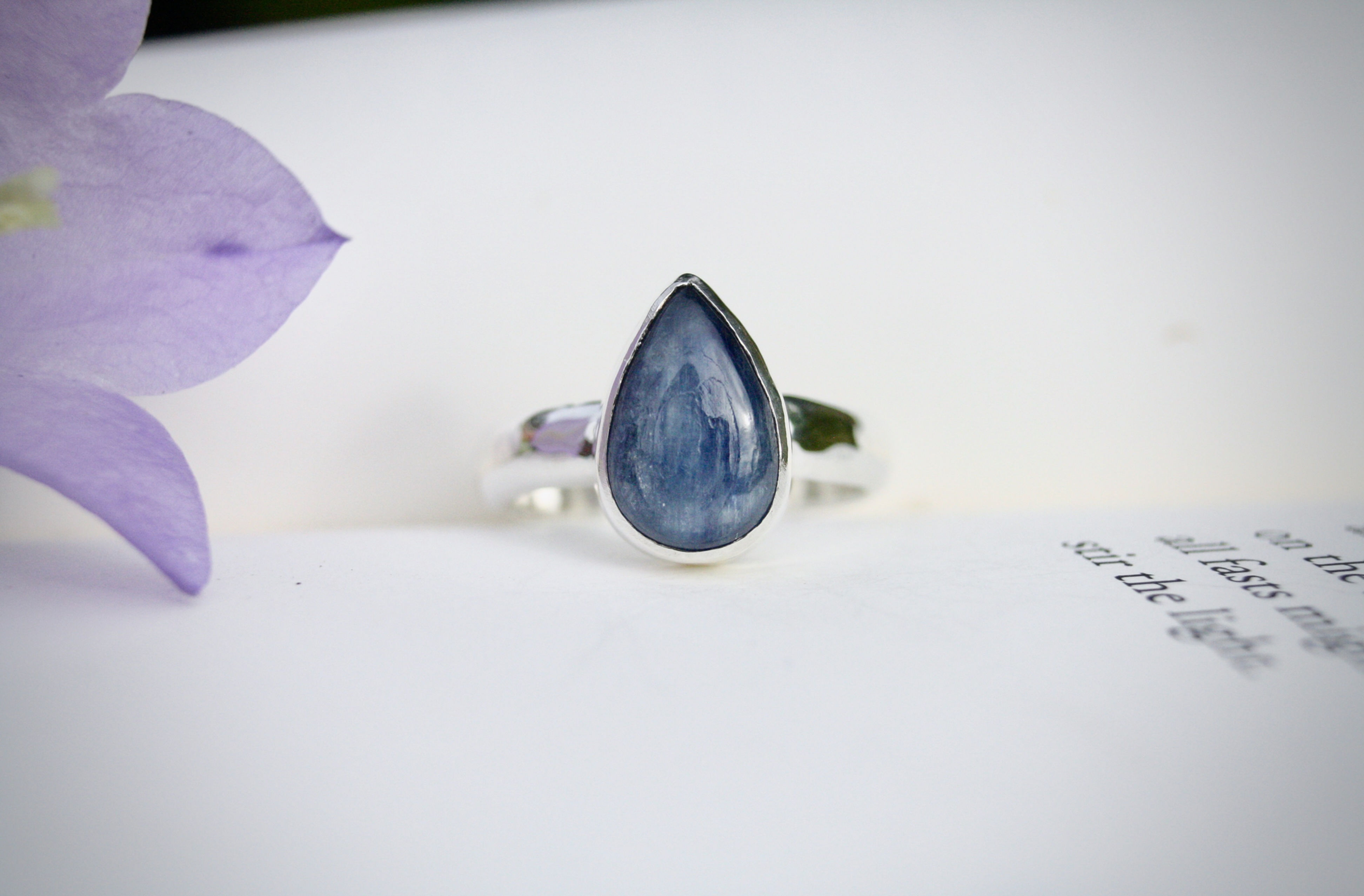 The Ocean Kyanite ring handmade in eco sterling silver