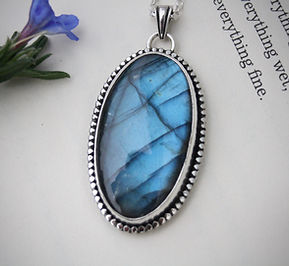 Blue Labradorite eco recycled sterling silver necklace