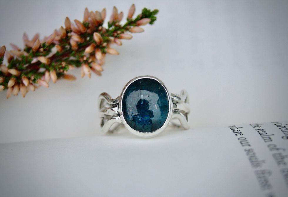 Thumbnail: Like Water - Teal Moss Kyanite ring handmade eco sterling silver