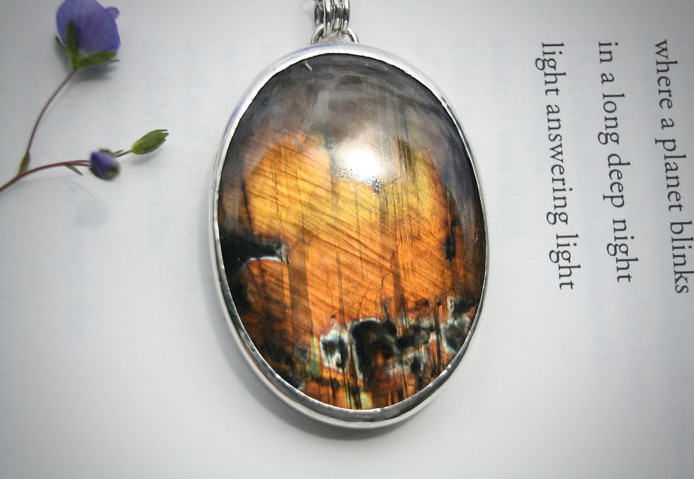 Thumbnail: Orange Labradorite. Spring themed necklace made from eco sterling silver.
