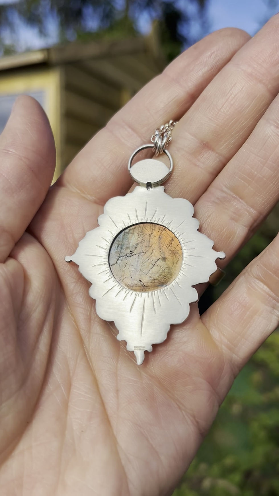 Thumbnail: Solar alchemical orange labradorite silver and gold necklace video