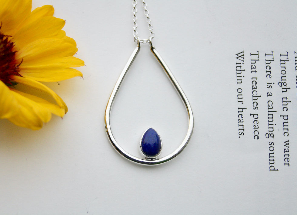 Thumbnail: Ring holder gemstone necklace. Safety ring protecting pendant. Eco sterling silver.