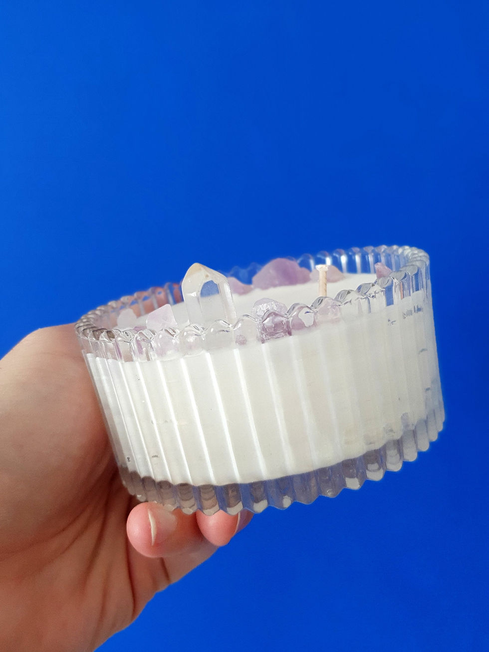 Miniaturbild: Aura Grande - Biokerze amethyst bergkristall kristall quarz kerzen kaufen bio schweiz online design energetisch schutzsteine