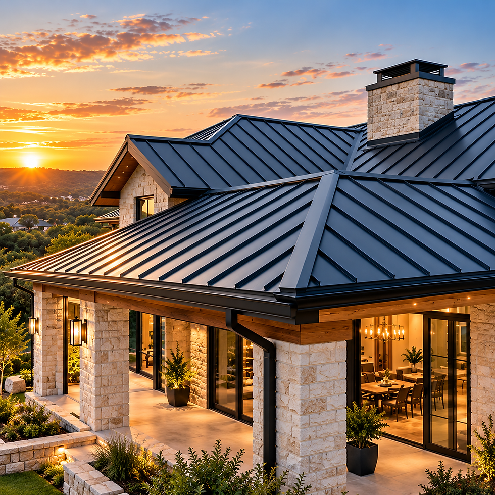 Modern house with metal roof by a general contracting service