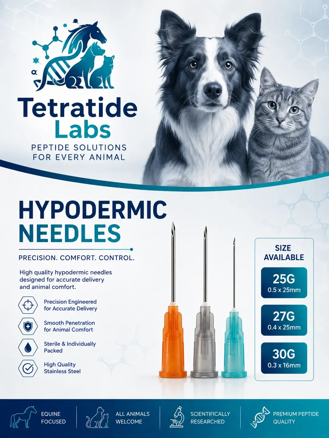 mall-Animal Hypodermic Needles – 25G to 30G | Box of 30