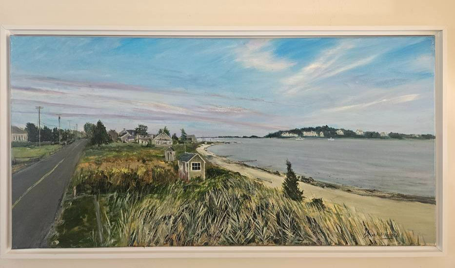 Framed Original oil painting of Stage Harbor in Chatham MA Cape Cod beach