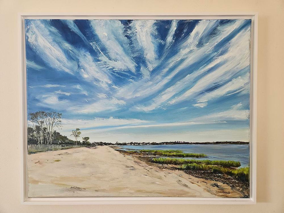 Thumbnail: Original Tods Point Greenwich CT beach oil painting with coastal light