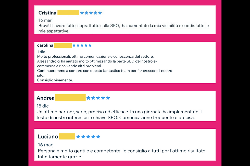 Recensioni clienti per ottimizzazione Seo