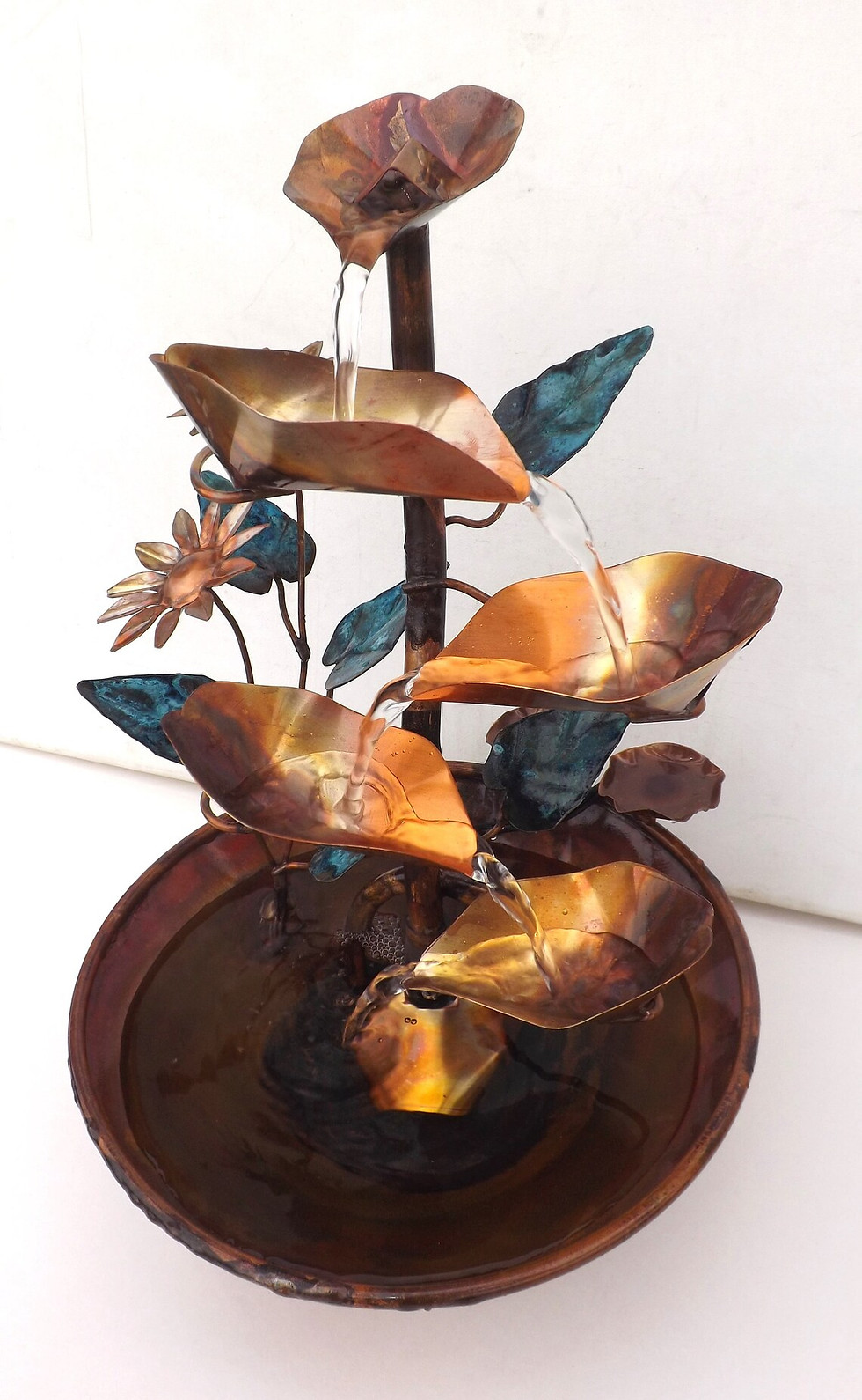Thumbnail: Copper Sunflowers Water Fountain, small table size