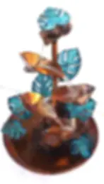 Thumbnail: Copper Monstera Leaves Tabletop Water Fountain, Small Table Size