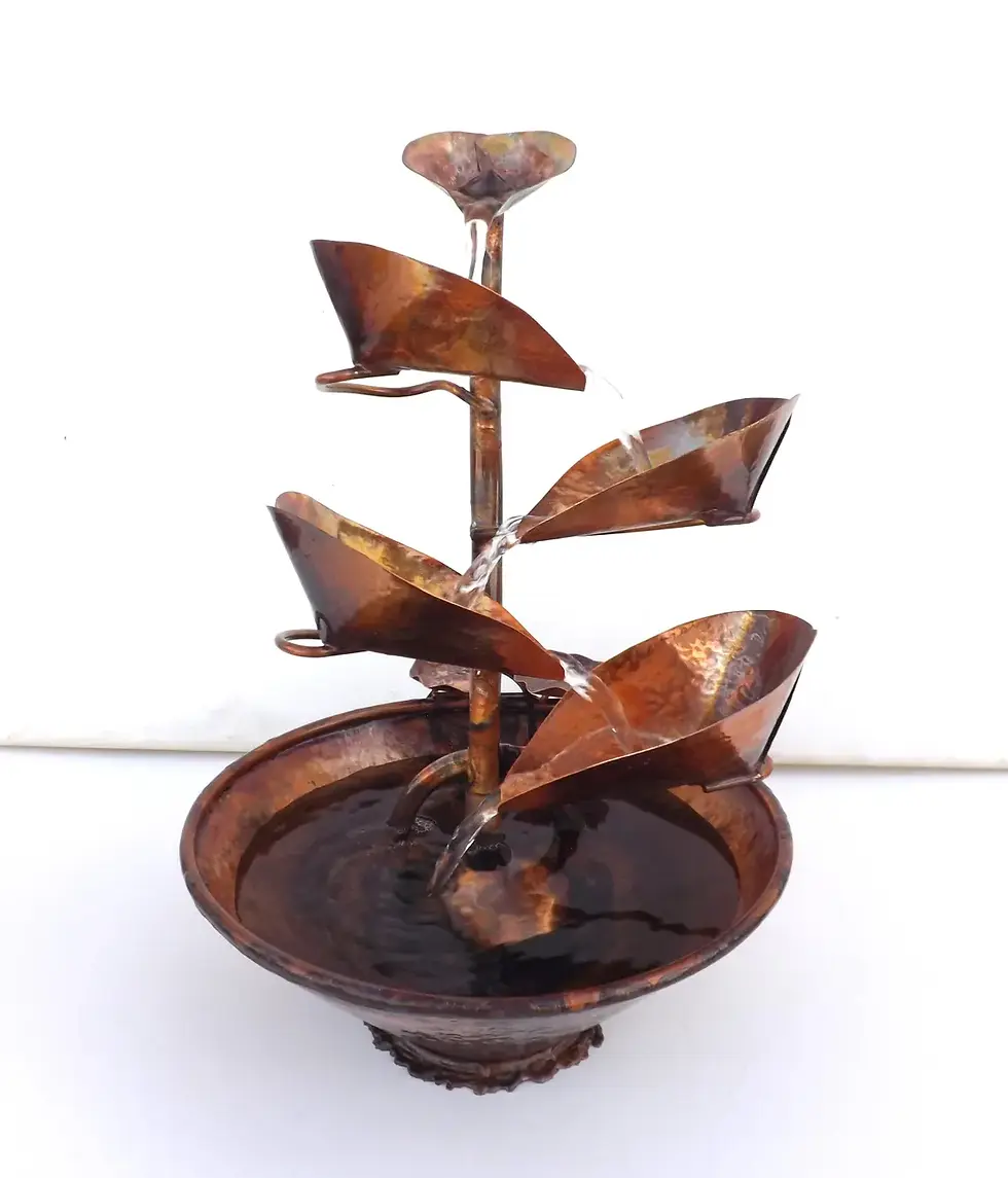 Thumbnail: Handmade Copper Water Fountain, Hammered Texture Tabletop Waterfall
