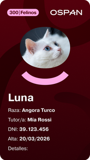 Credencial del Plan 300 de los planes felinos de OSPAN para gatos.