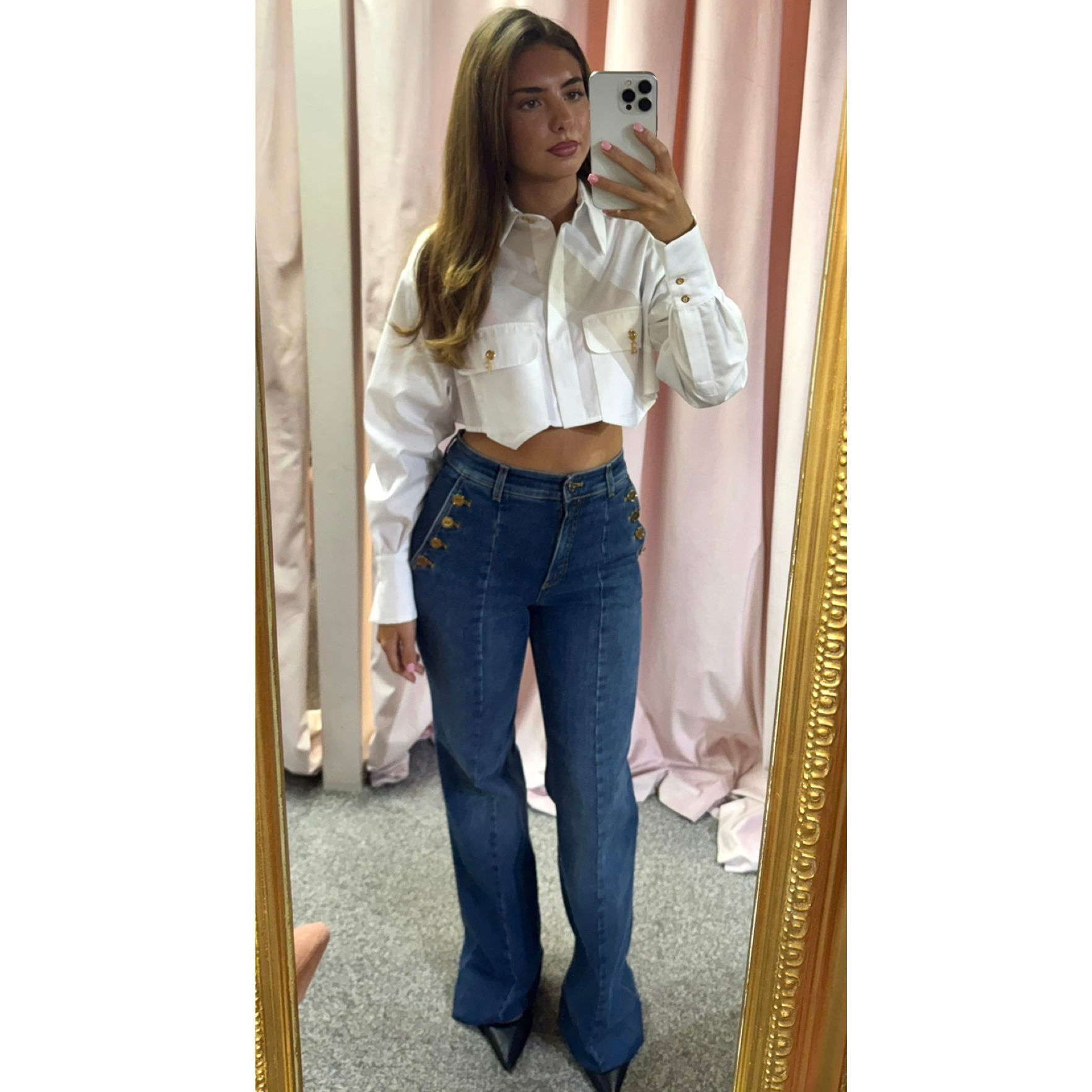Elisabetta Franchi White Shirt with pockets and cufflinks