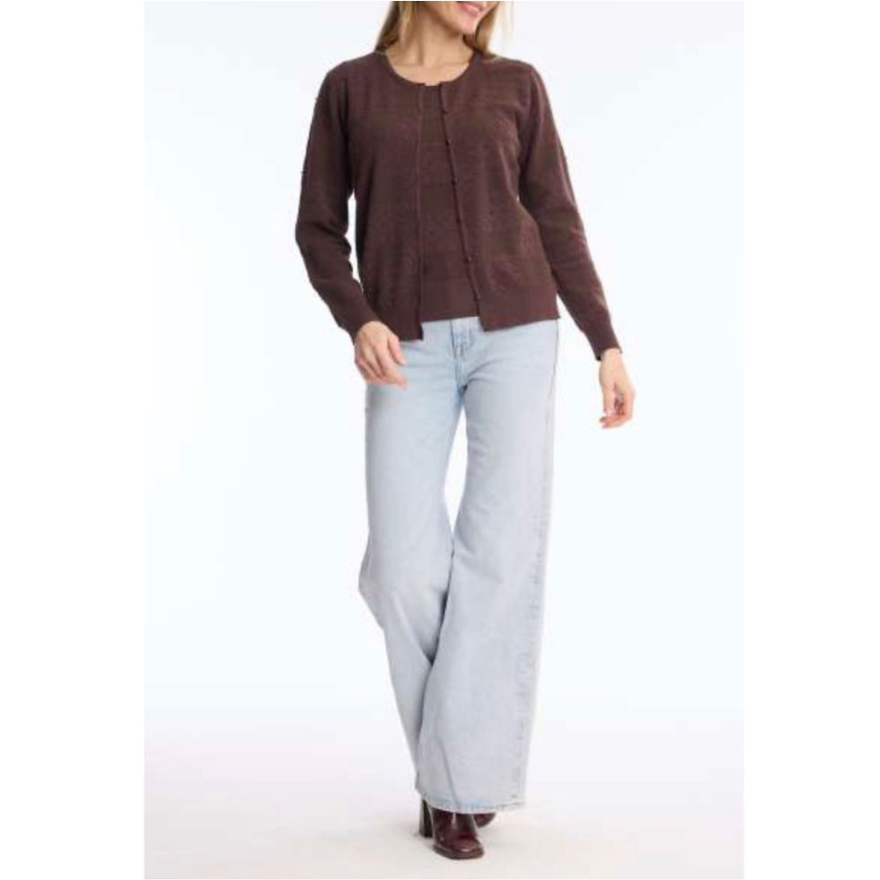 Thumbnail: LEO & UGO Chocolate Textured Knit Twinset