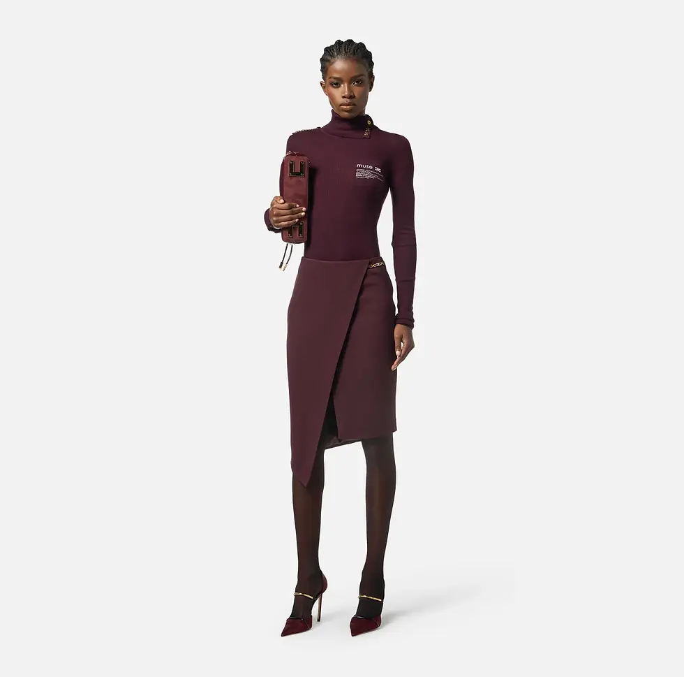 Thumbnail: Elisabetta Franchi Honey Turtleneck top with lettering detail