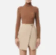 Elisabetta Franchi Brown Ribbed knit top with breast pocket