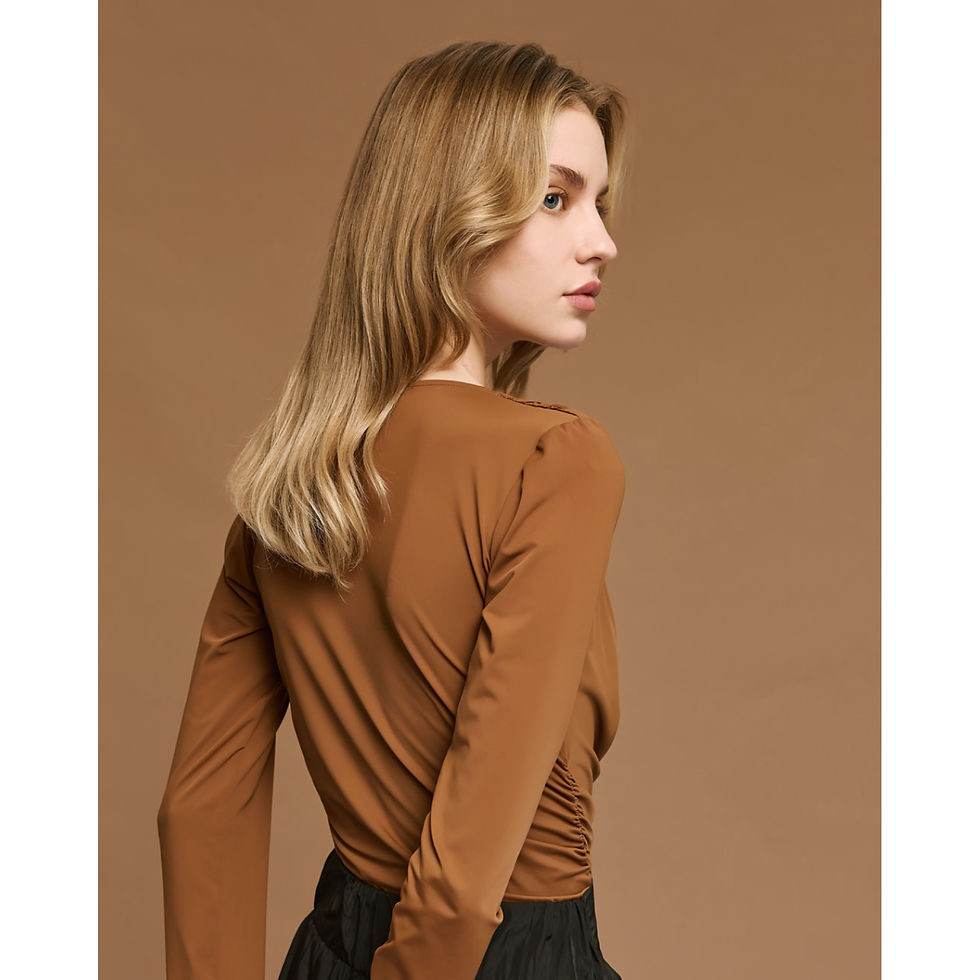 Thumbnail: ACCESS Chocolate Draped Blouse