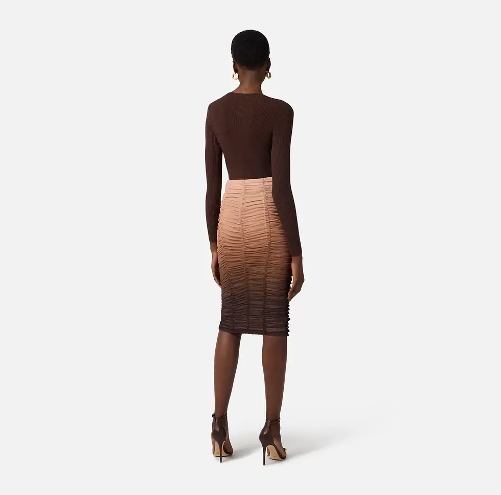 Thumbnail: Elisabetta Franchi Brown Micro-braided Knit Cardigan