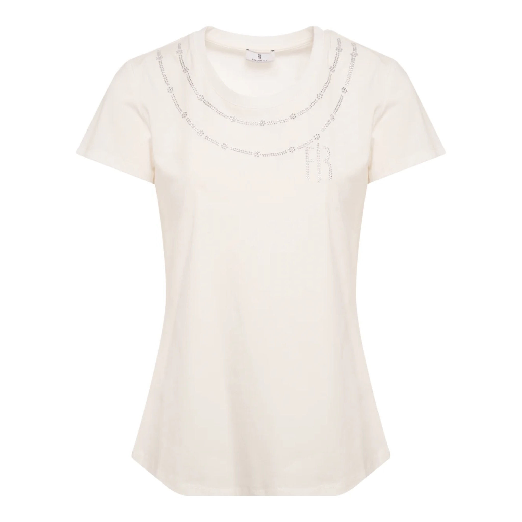 Fracomina Cream Necklace Embellished Tee