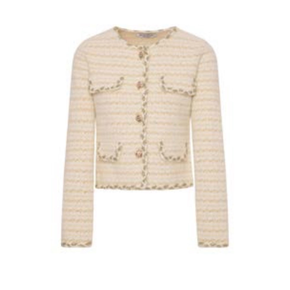 Thumbnail: Fracomina Cream & Gold Lurex Skirt Set