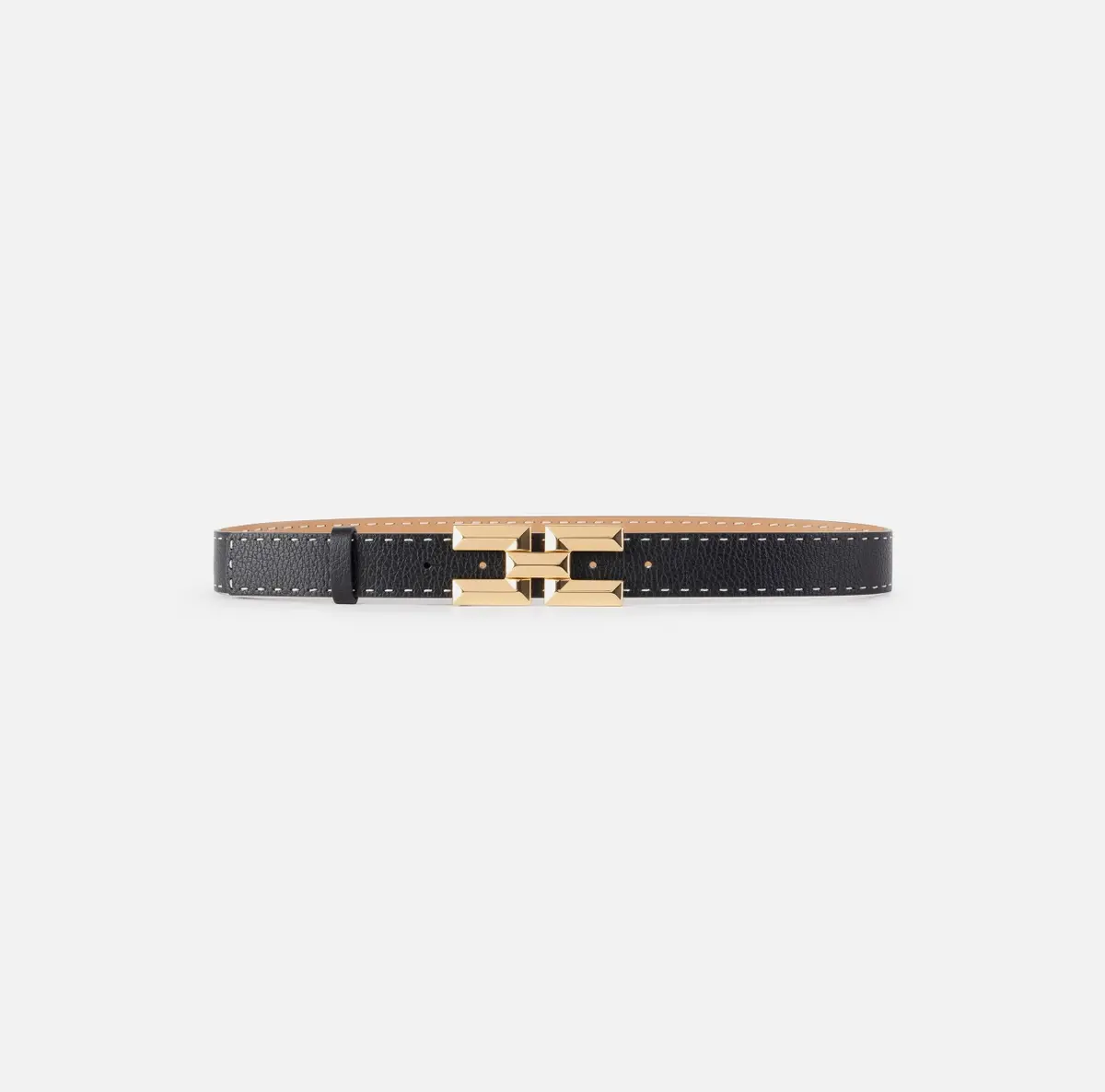 Elisabetta Franchi Leather high waist belt with topstitching