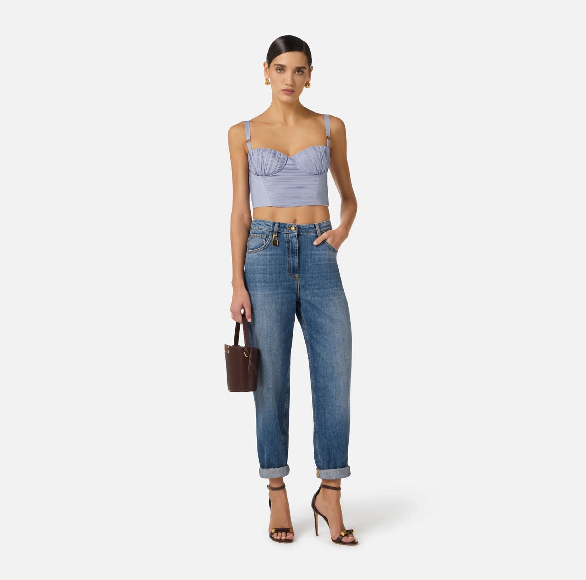 Elisabetta Franchi Striped Nylon Taffeta Top