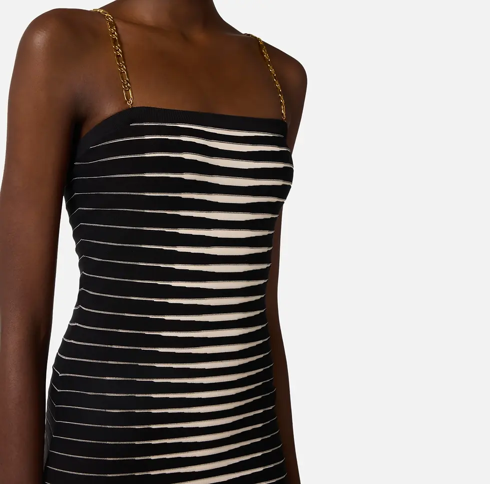 Thumbnail: Elisabetta Franchi Black/Cream Knit dress with jacquard zebra