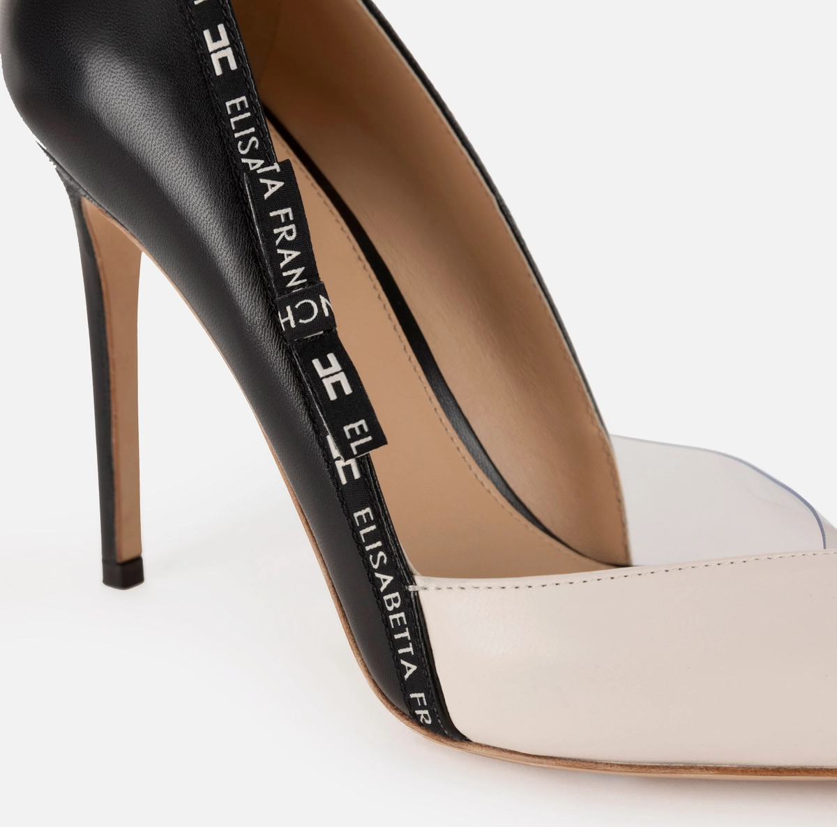 Thumbnail: Elisabetta Franchi Leather pumps with logoed ribbon