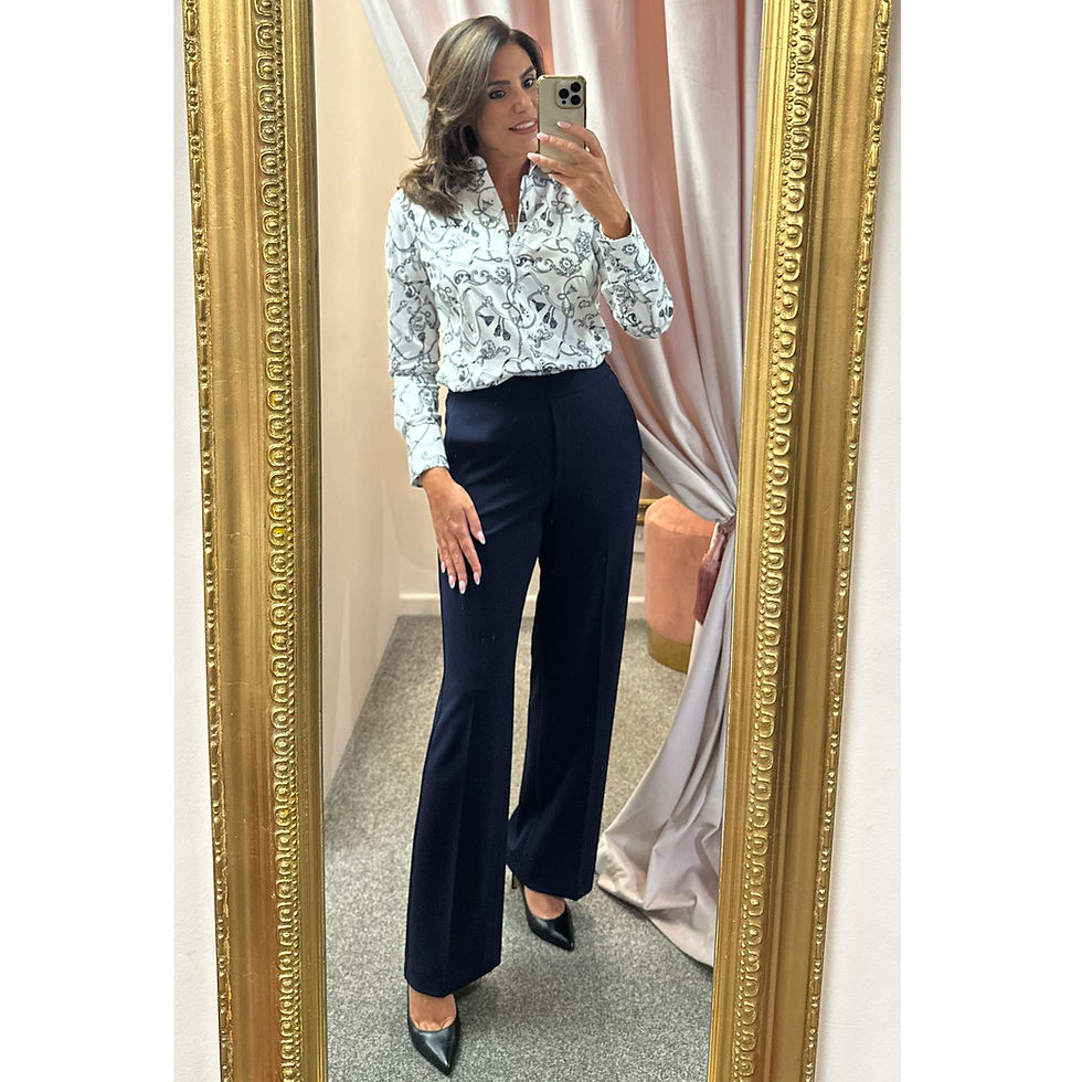 Gardeur Navy Travel Chic Franca Wide Leg Trouser
