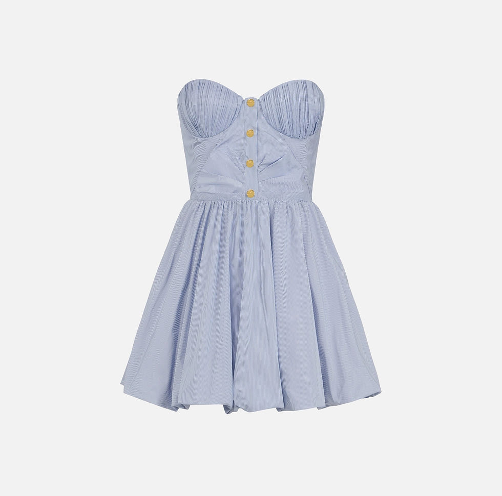 Thumbnail: Elisabetta Franchi Oxford Striped Nylon Taffeta Mini Dress