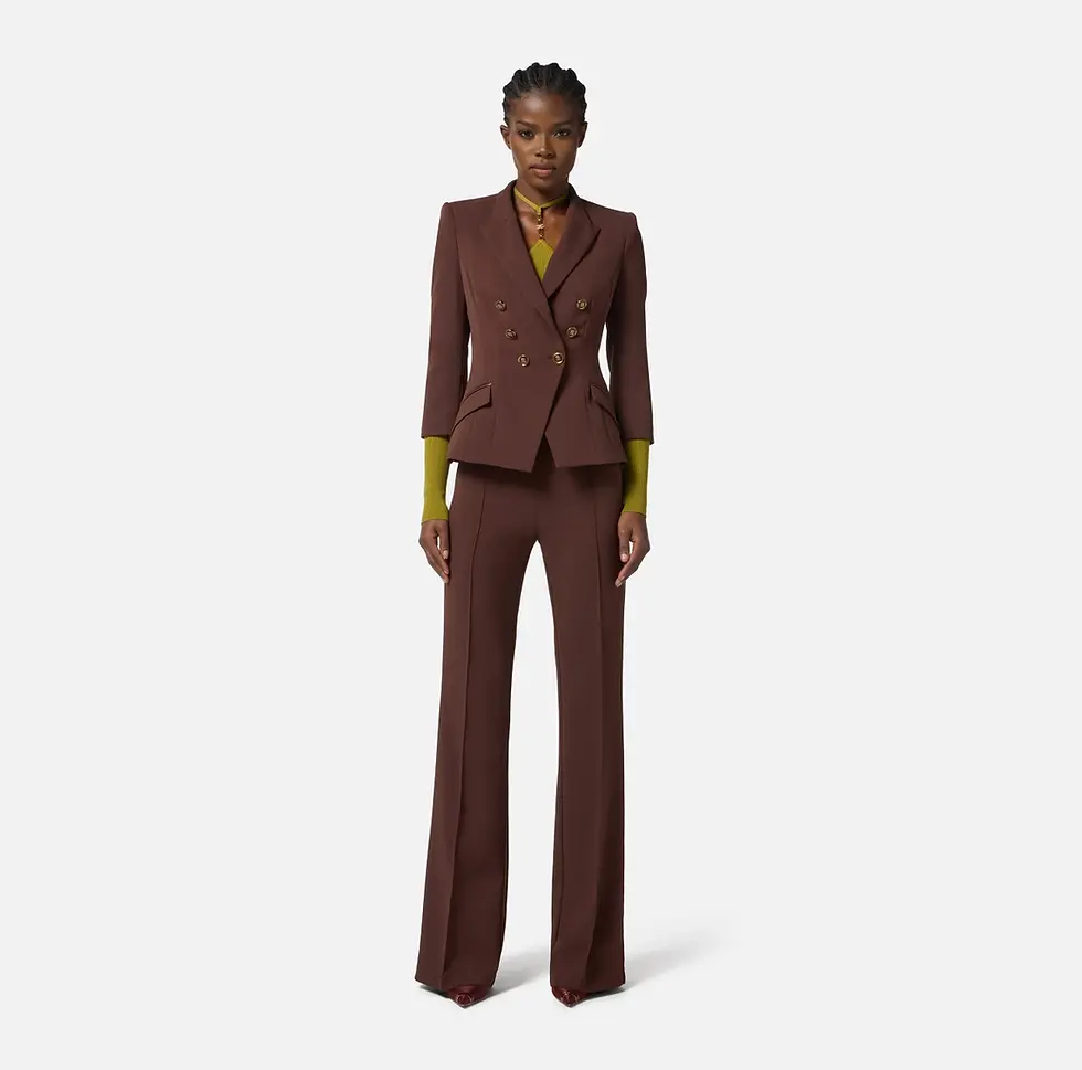 Elisabetta Franchi AB76351E2544 関税送料込 Elisabetta Franchi Coffee Jacket in double layer crêpe