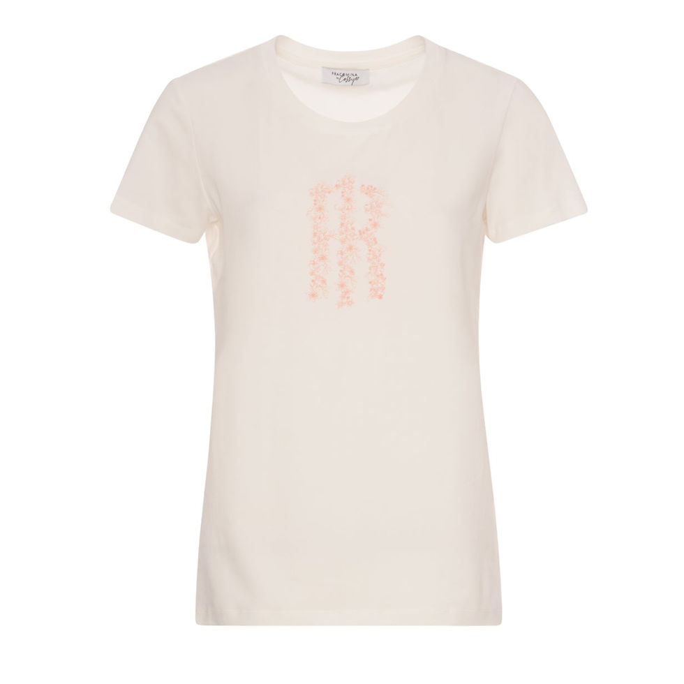 Thumbnail: Fracomina Cream Tee with Powder Embroidered Logo