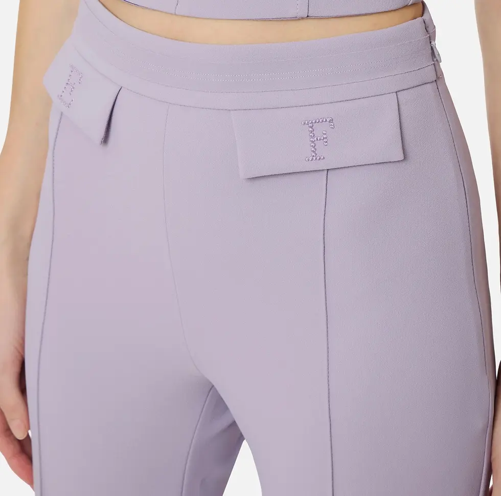 Thumbnail: Elisabetta Franchi Lilac Trousers in Double crêpe fabric