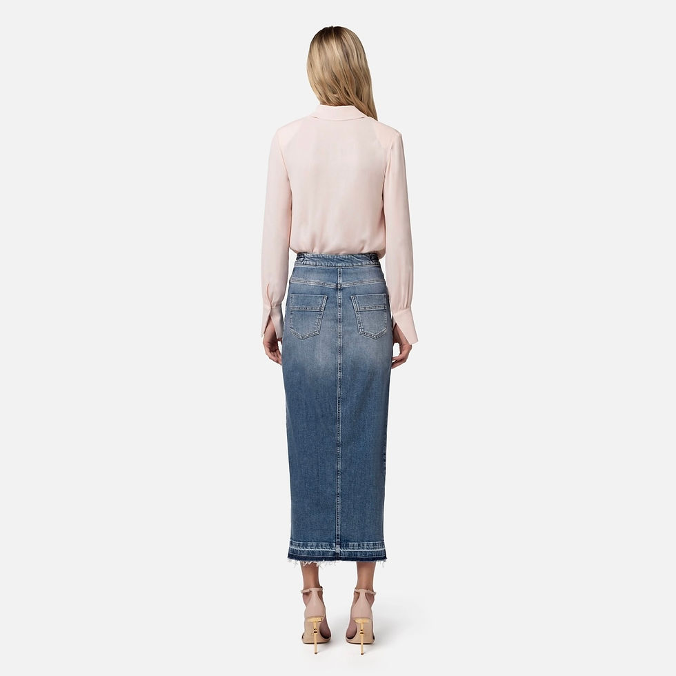 Thumbnail: Elisabetta Franchi Long Denim Skirt with Split
