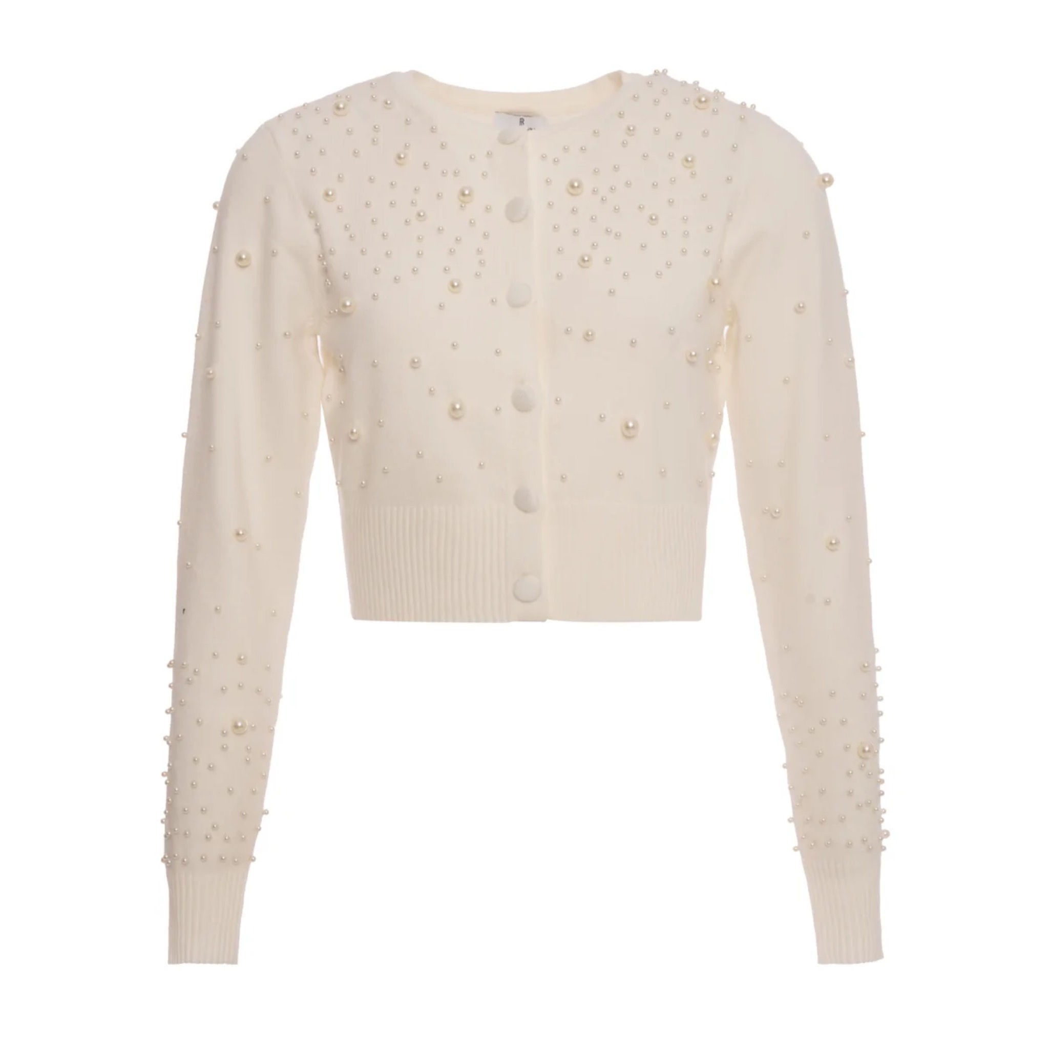 Fracomina Cream Knit Cardigan with Pearl Embellishment