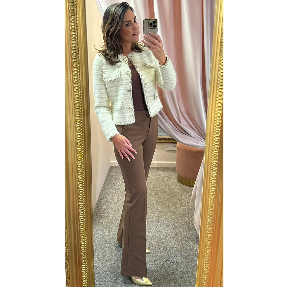 Thumbnail: Fracomina Cream & Gold Lurex Skirt Set