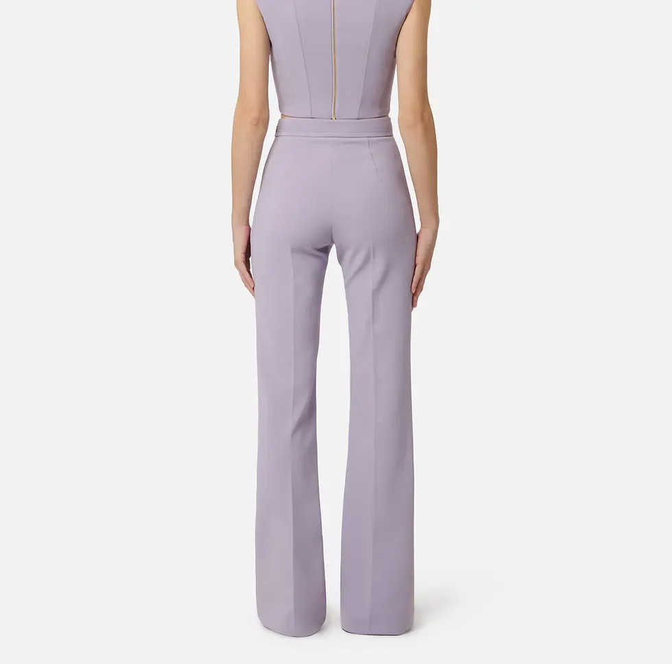 Thumbnail: Elisabetta Franchi Lilac Trousers in Double crêpe fabric