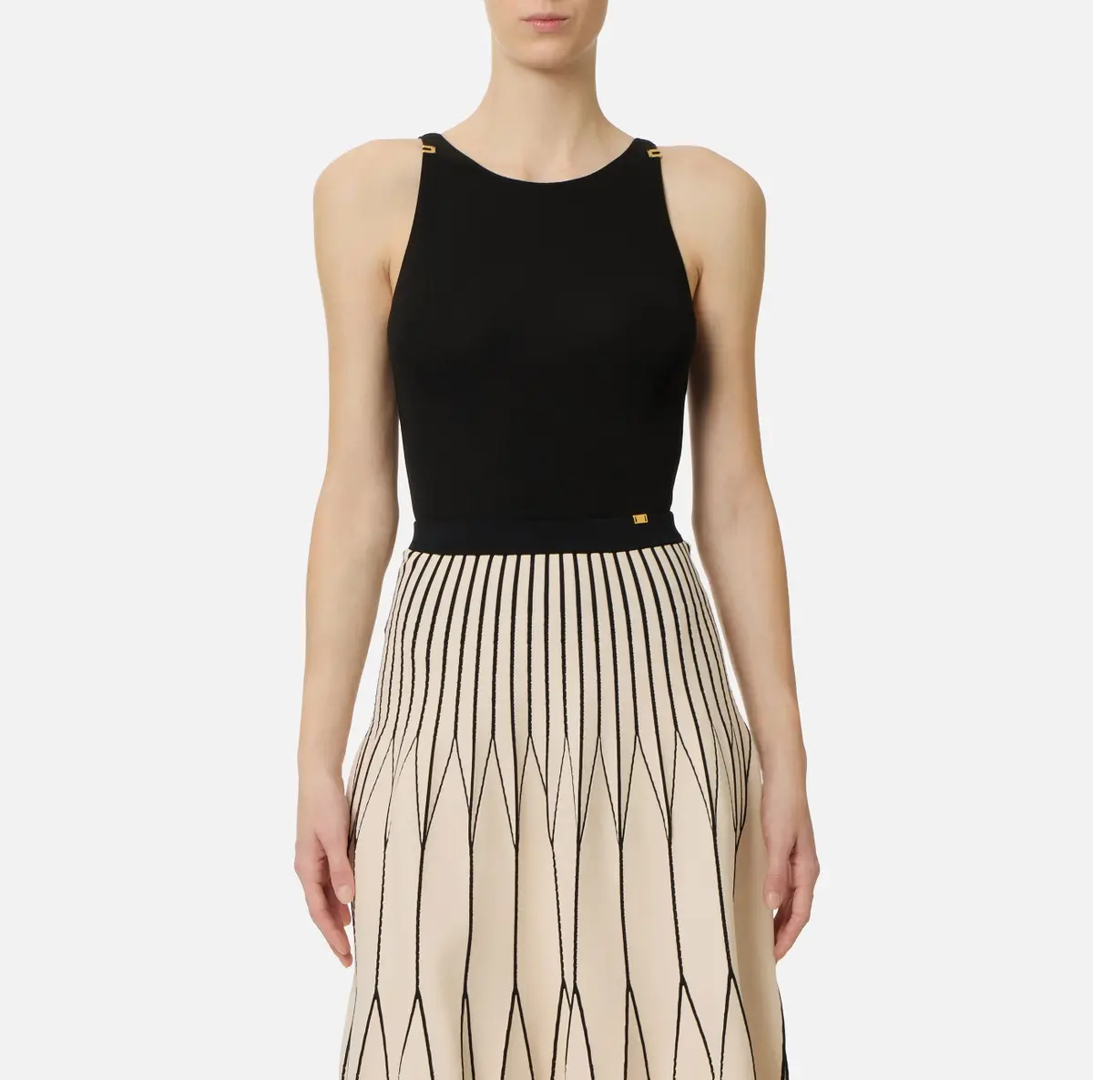 Elisabetta Franchi Black Jersey Bodysuit