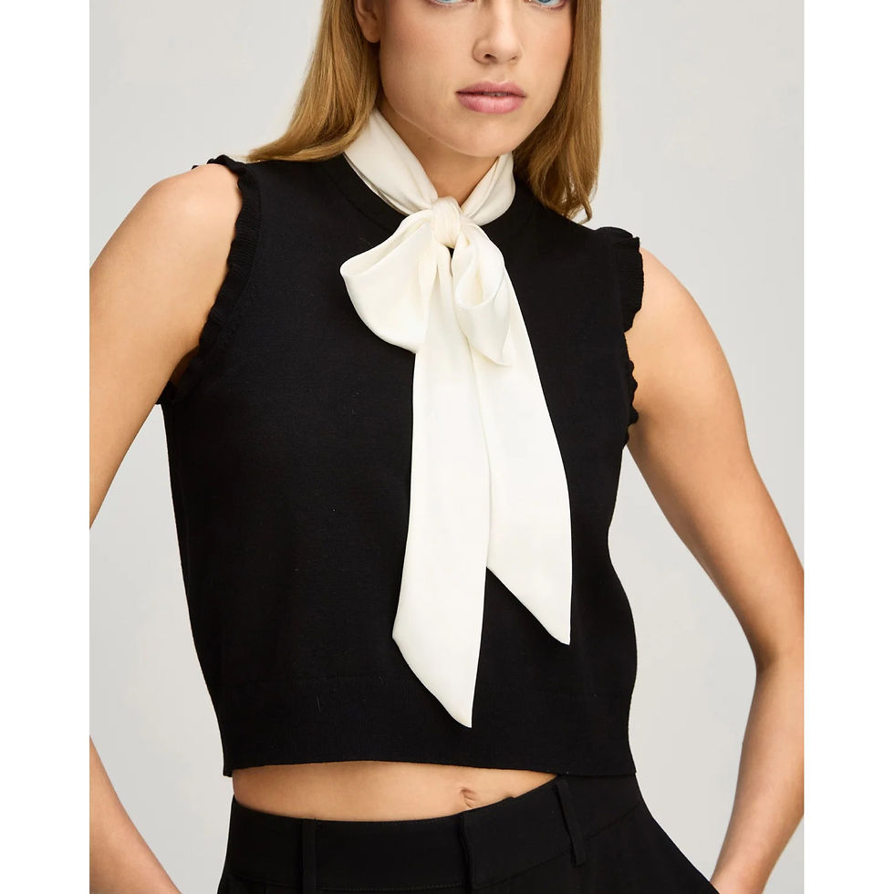 Thumbnail: CINQ A SEPT Chiara Black Knit Pussy-Bow Top