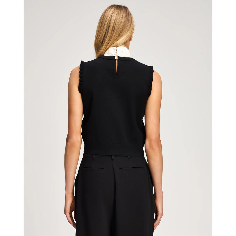 Thumbnail: CINQ A SEPT Chiara Black Knit Pussy-Bow Top