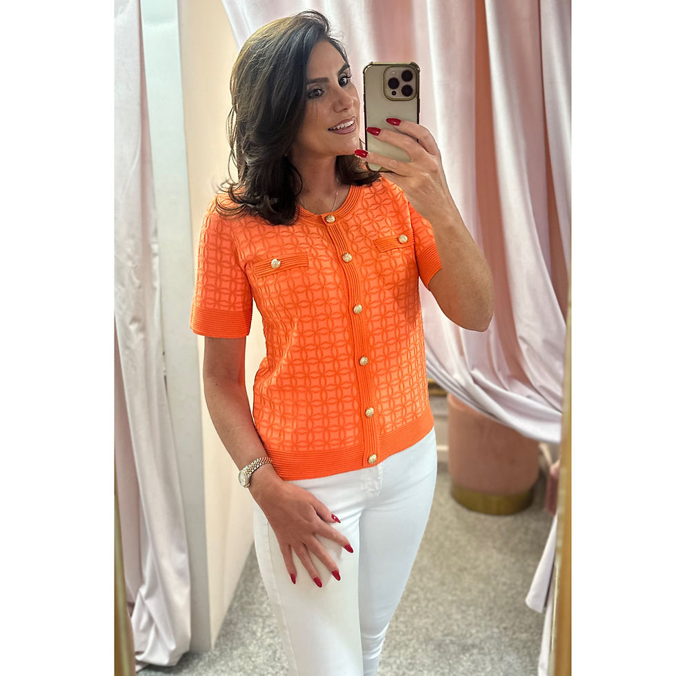 Thumbnail: LEO & UGO Orange Knit Button Cardigan