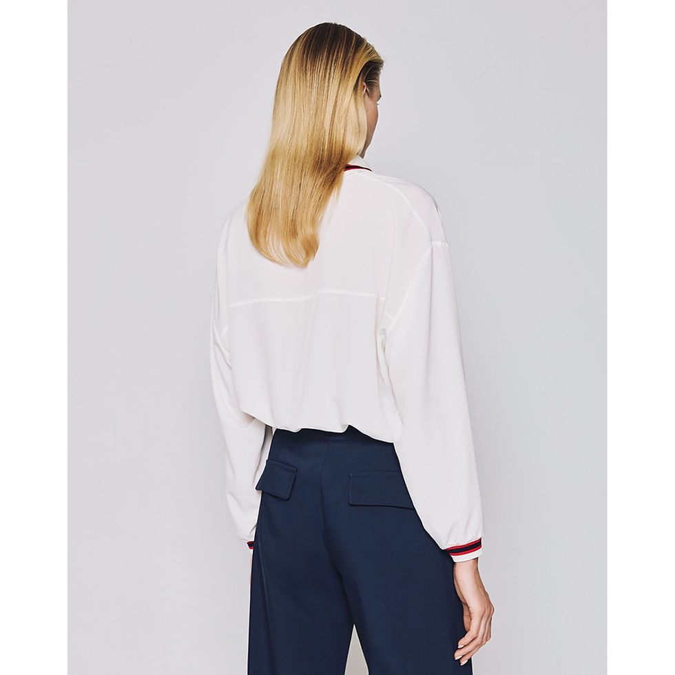 Thumbnail: ACCESS Navy Flare pants with turn-up hemlines