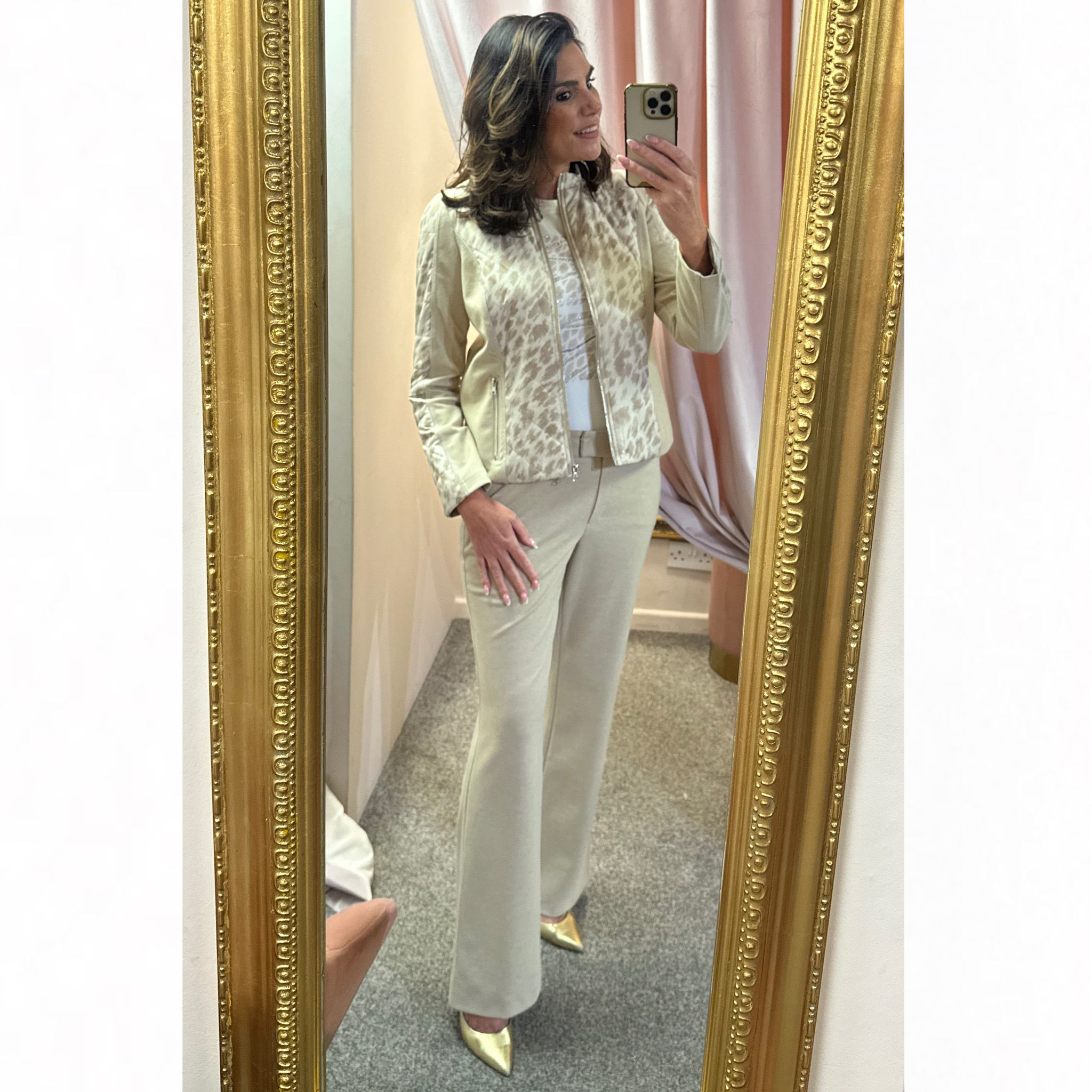 I’CONA Beige Bootleg Trouser