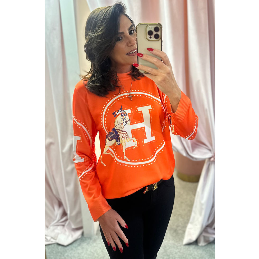 Thumbnail: LB Orange/White H Knit Sweater