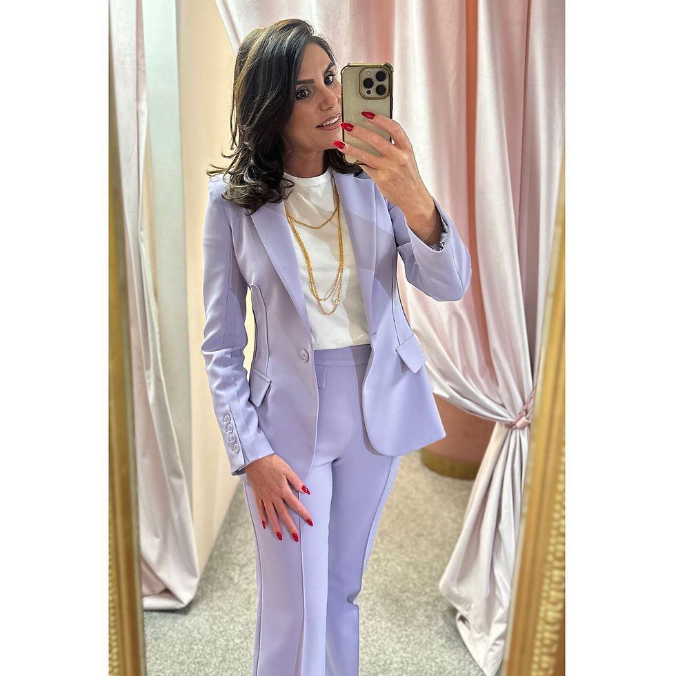 Thumbnail: Elisabetta Franchi Lilac Trousers in Double crêpe fabric